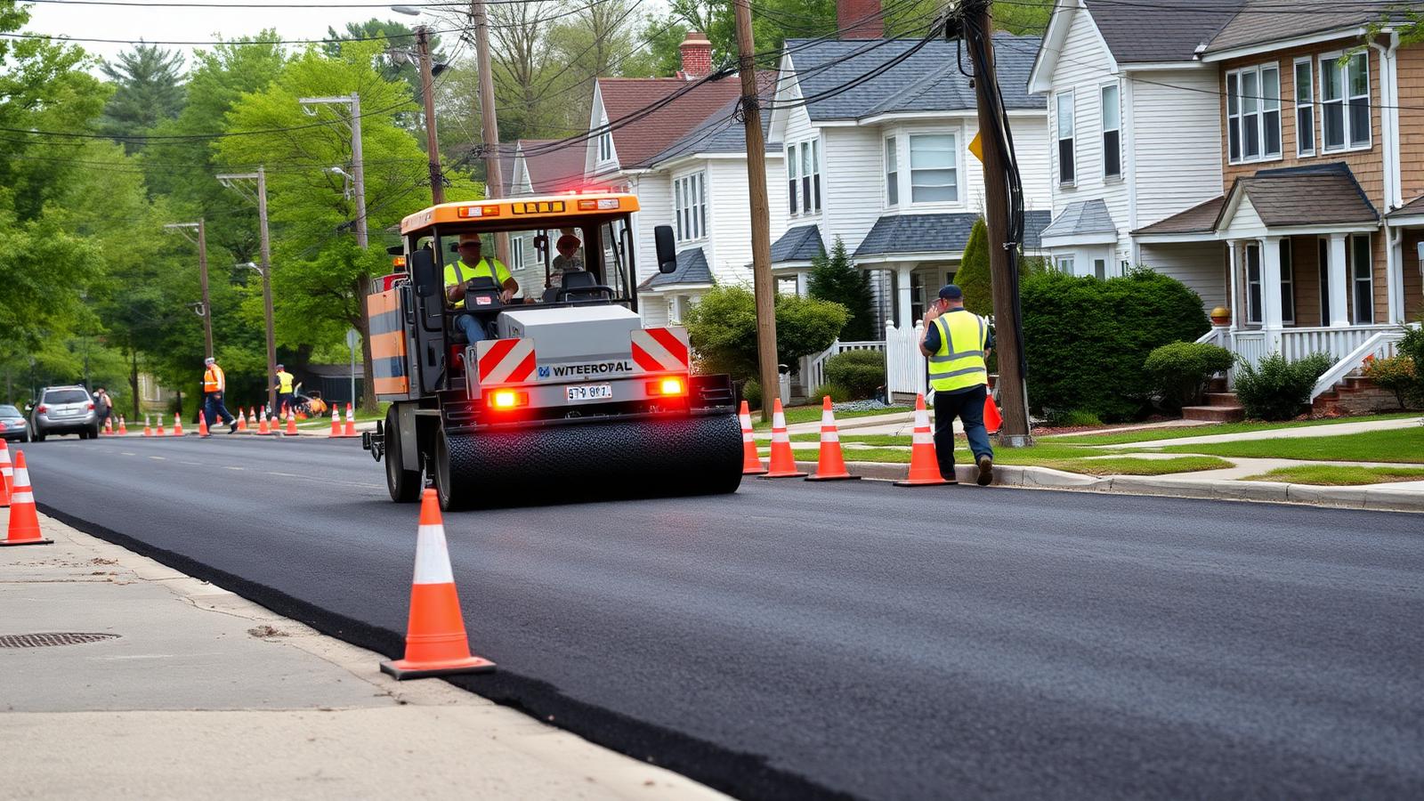 Illustration of municipal roadway maintenance work on a municipal / public works in Beacon, NY
